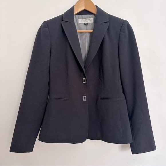 TAHARI ASL NAVY RAYON FITTER SHORT BUTTONED BLAZER XS - Picture 1 of 9